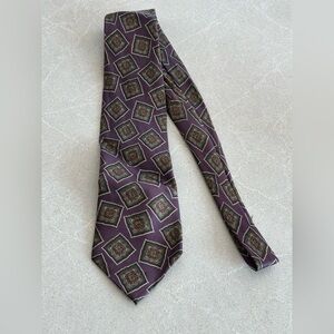 Eaton Vintage Men’s 100% Silk Purple Patterned Tie Formal Unique Made in Italy